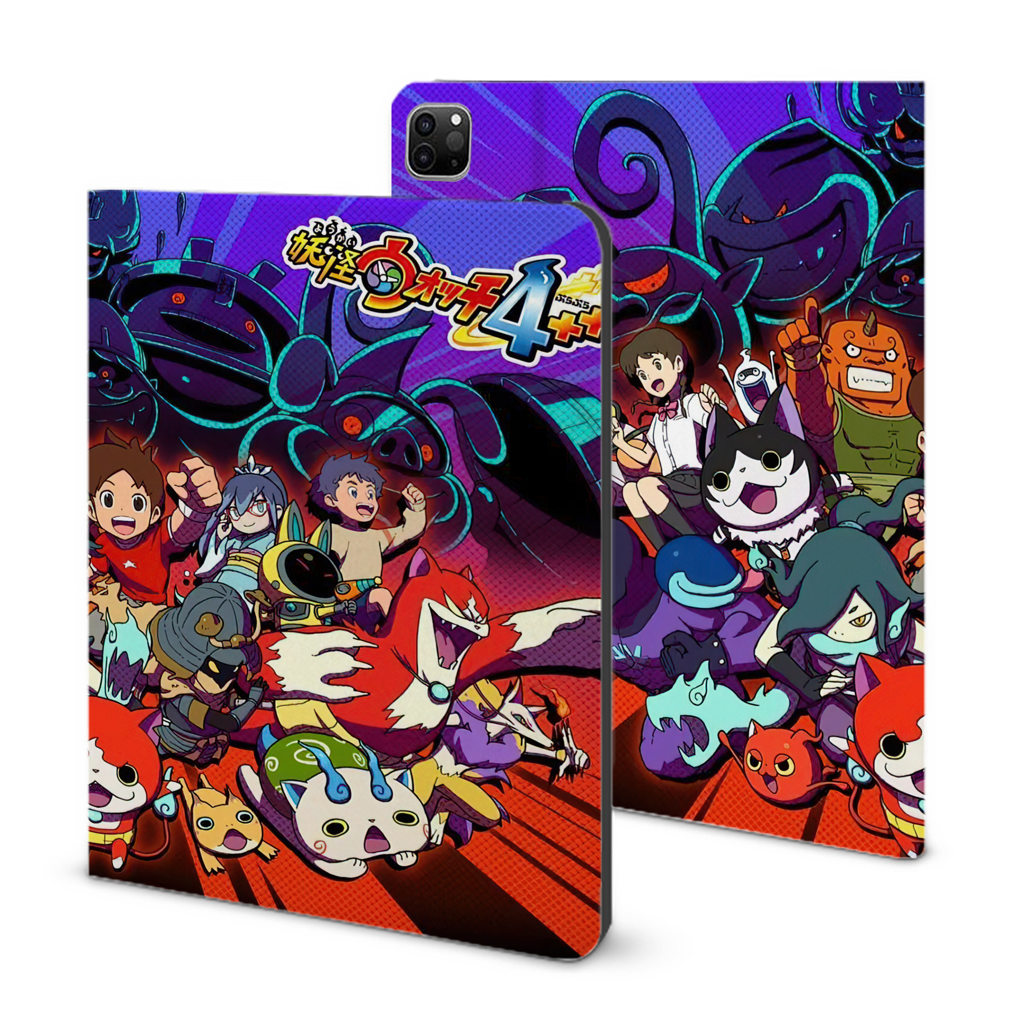 （画像用） 妖怪ウォッチ Yo-kai Watch IPad ケース ブック型 PUレザー TPU 耐衝撃 軽量 薄型 ペン収納なし 全面保護 IPad 各モデル対応